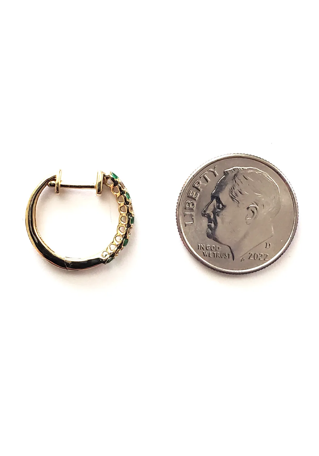 Oster Collection 14KYG Mini Diamond & Emerald Hoop Earrings