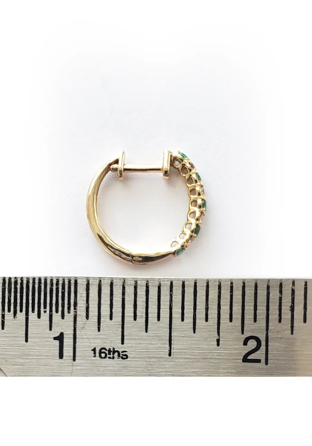 Oster Collection 14KYG Mini Diamond & Emerald Hoop Earrings