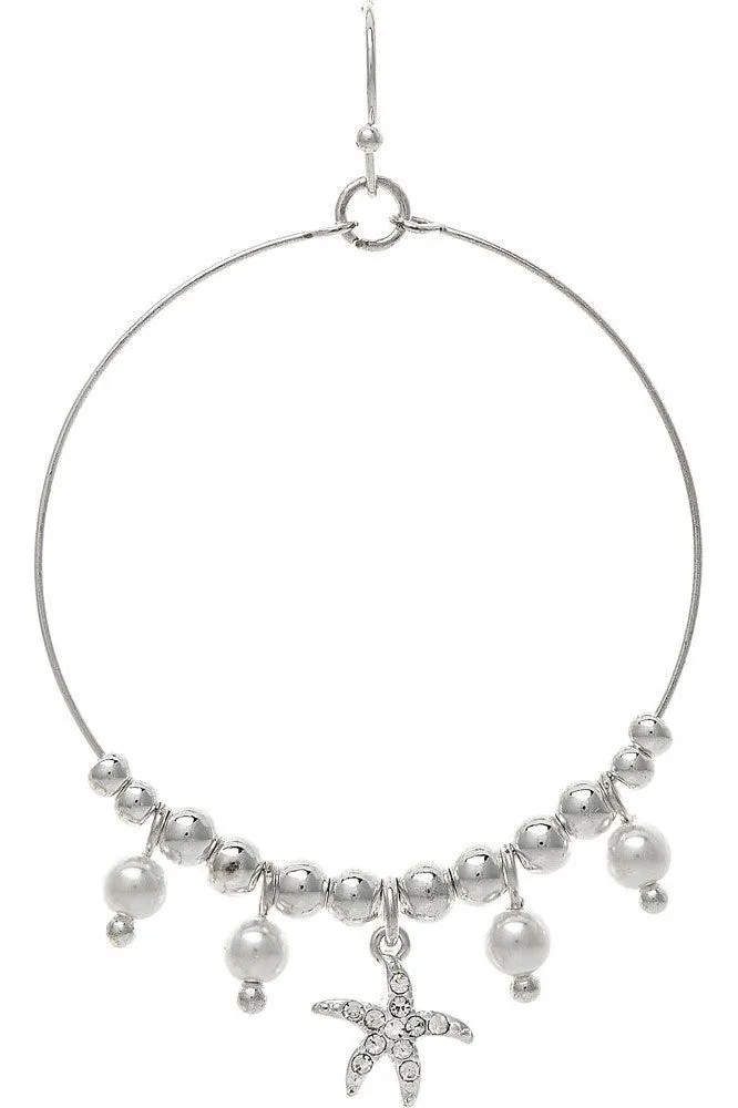 Rain Jewelry Silver Ball Starfish Charm Open Earring