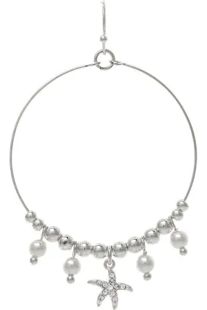 Rain Jewelry Silver Ball Starfish Charm Open Earring