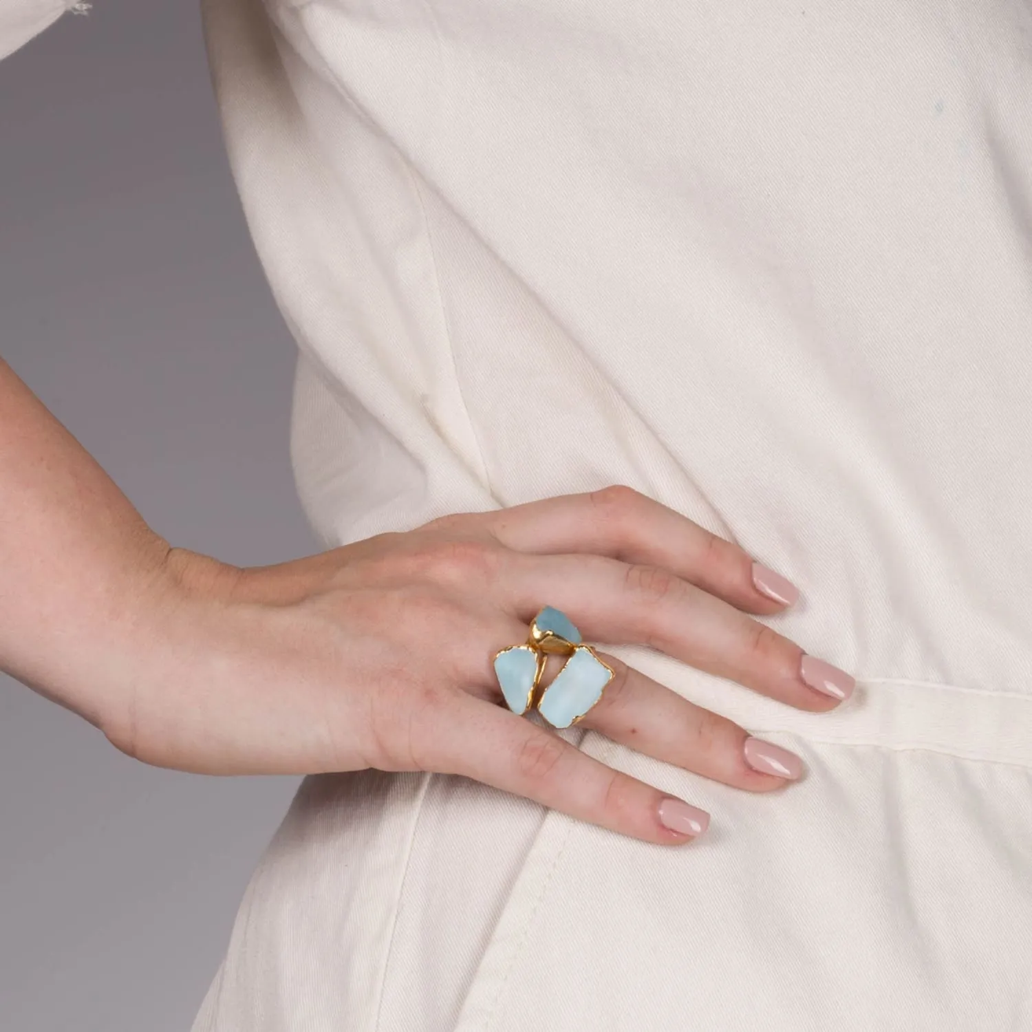 Raw Sky Blue Topaz Ring