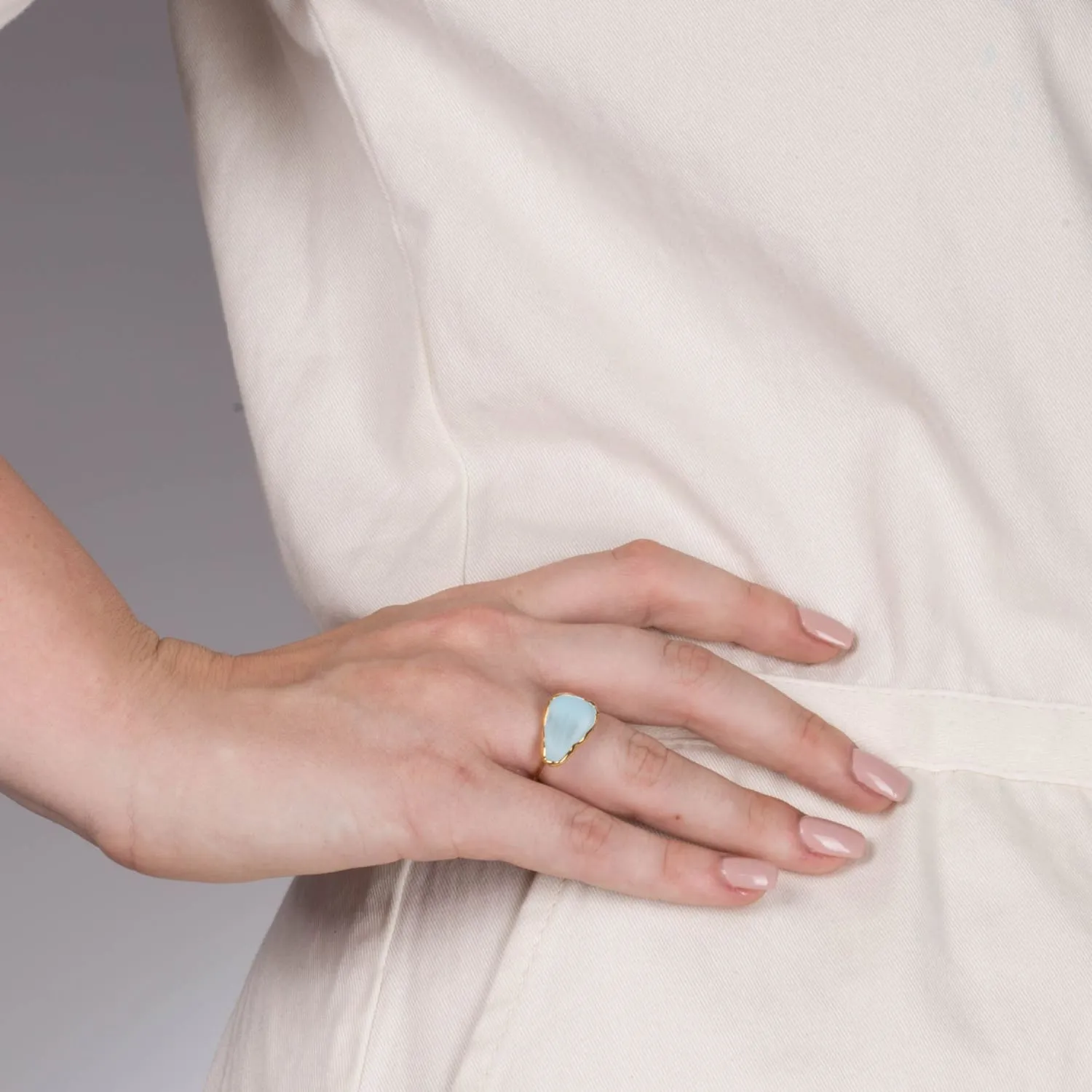 Raw Sky Blue Topaz Ring