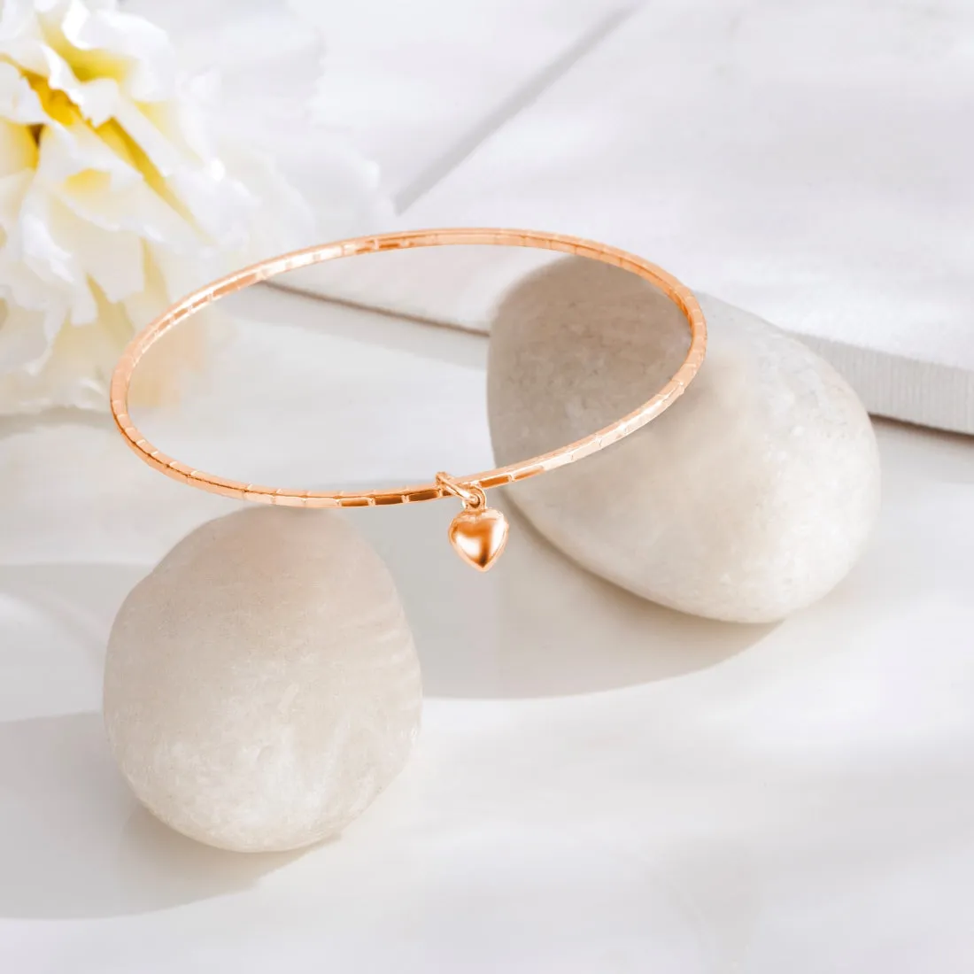 Roseate Embrace Rose Gold-Plated 925 Sterling Silver Bangle