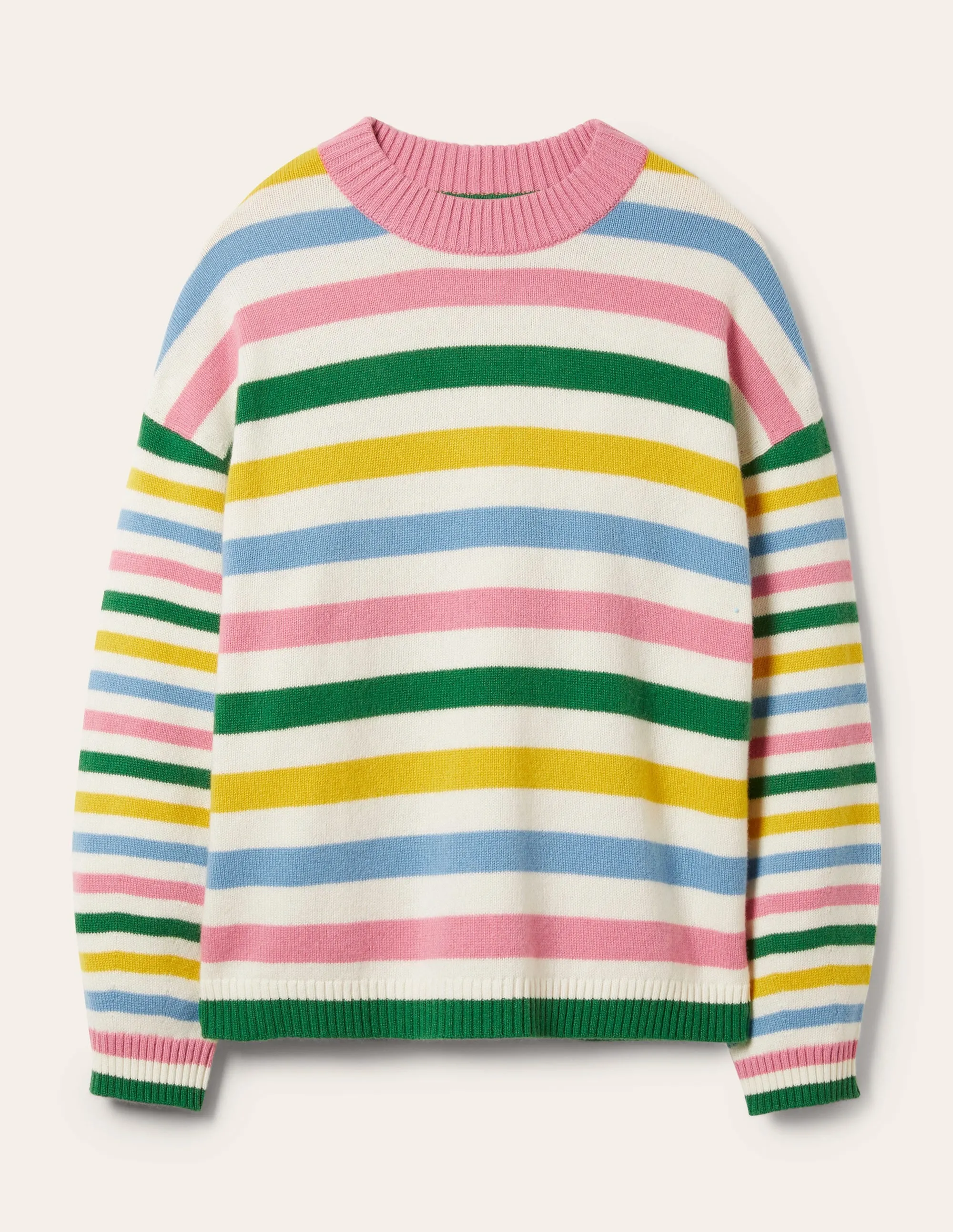 Savannah Cashmere Jumper-Morganite Pink Multi Stripe