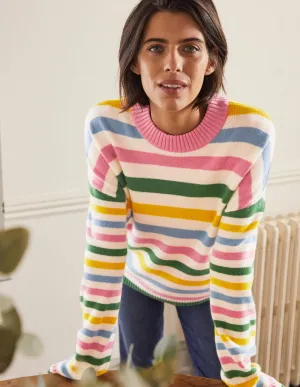 Savannah Cashmere Jumper-Morganite Pink Multi Stripe