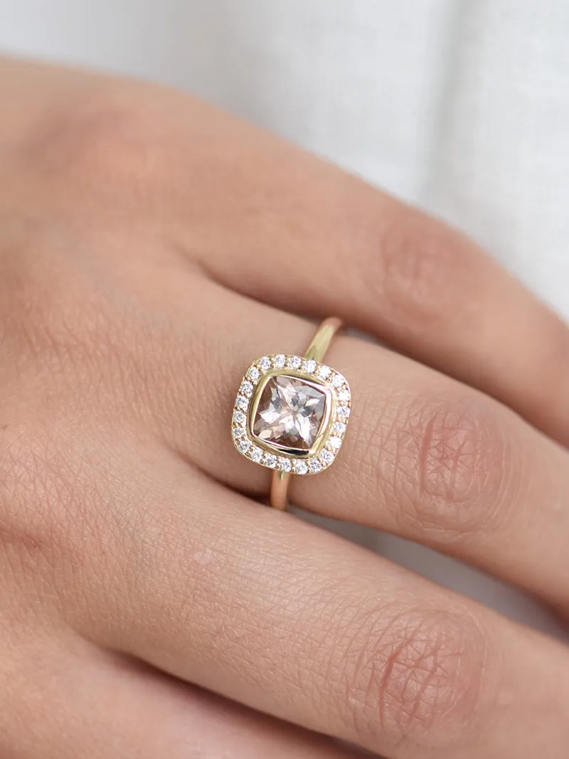 Starsh Ring | 9-Carat Gold | Morganite & White Diamonds