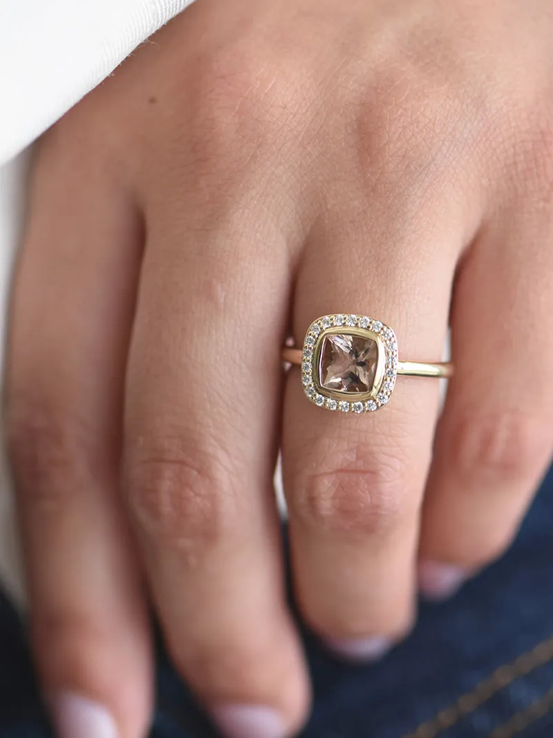 Starsh Ring | 9-Carat Gold | Morganite & White Diamonds