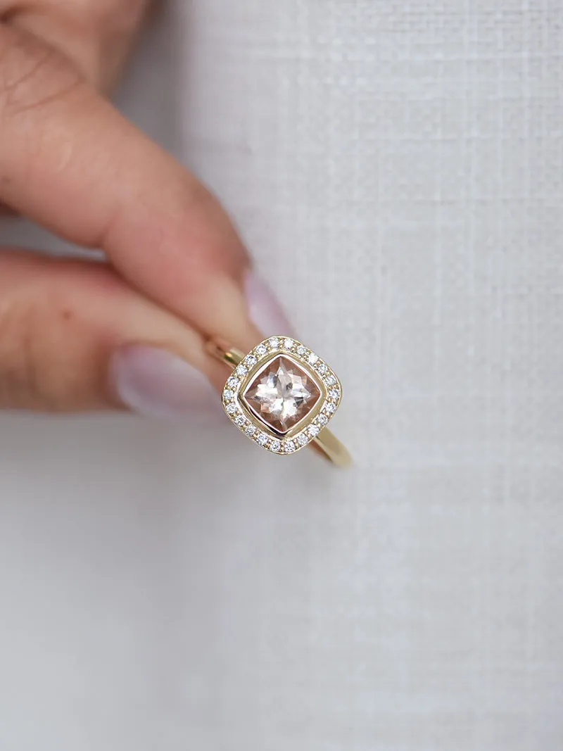 Starsh Ring | 9-Carat Gold | Morganite & White Diamonds
