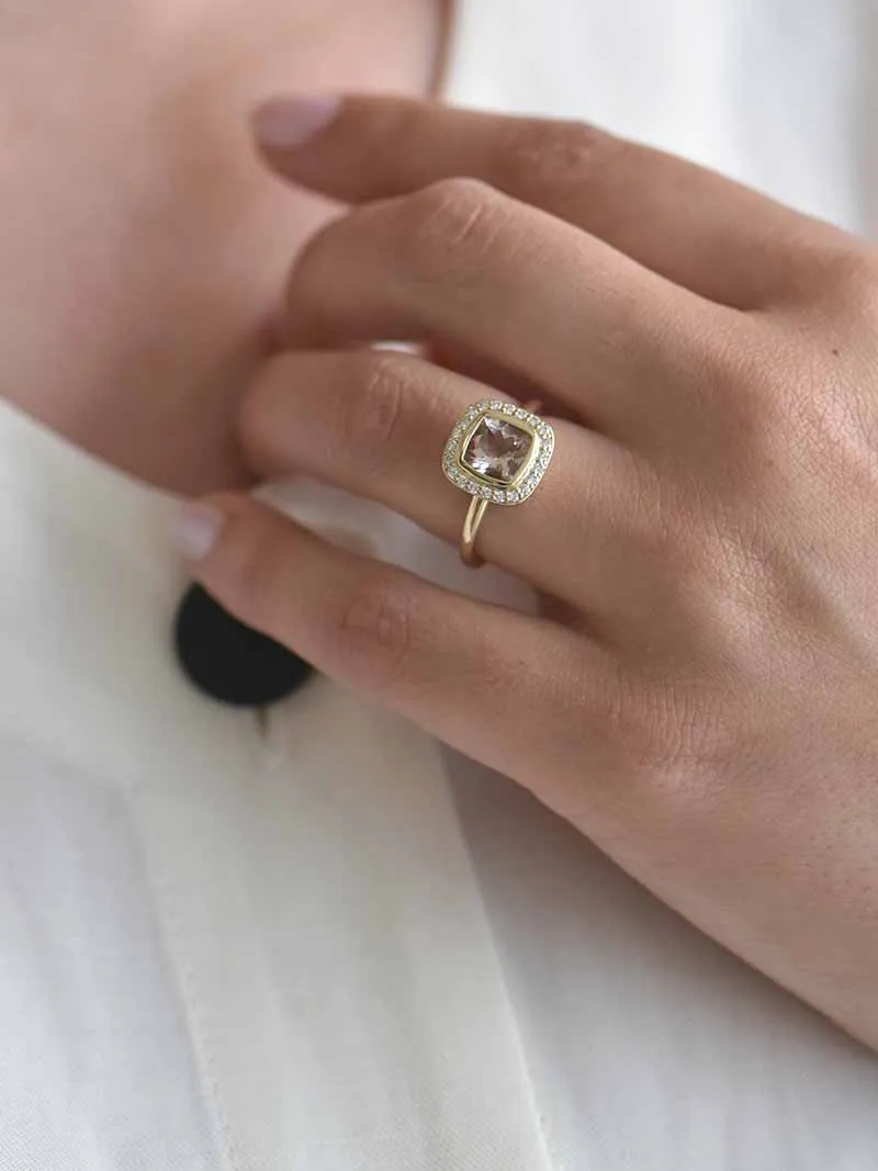 Starsh Ring | 9-Carat Gold | Morganite & White Diamonds