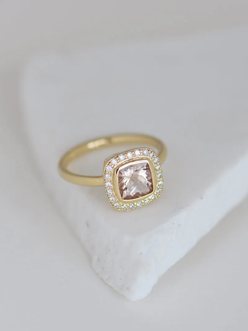 Starsh Ring | 9-Carat Gold | Morganite & White Diamonds