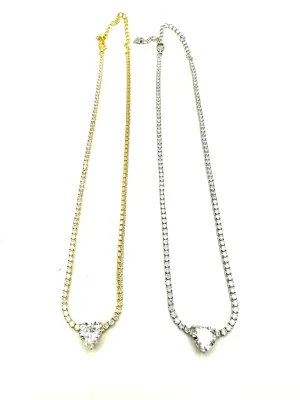 Sterling CZ Heart Choker