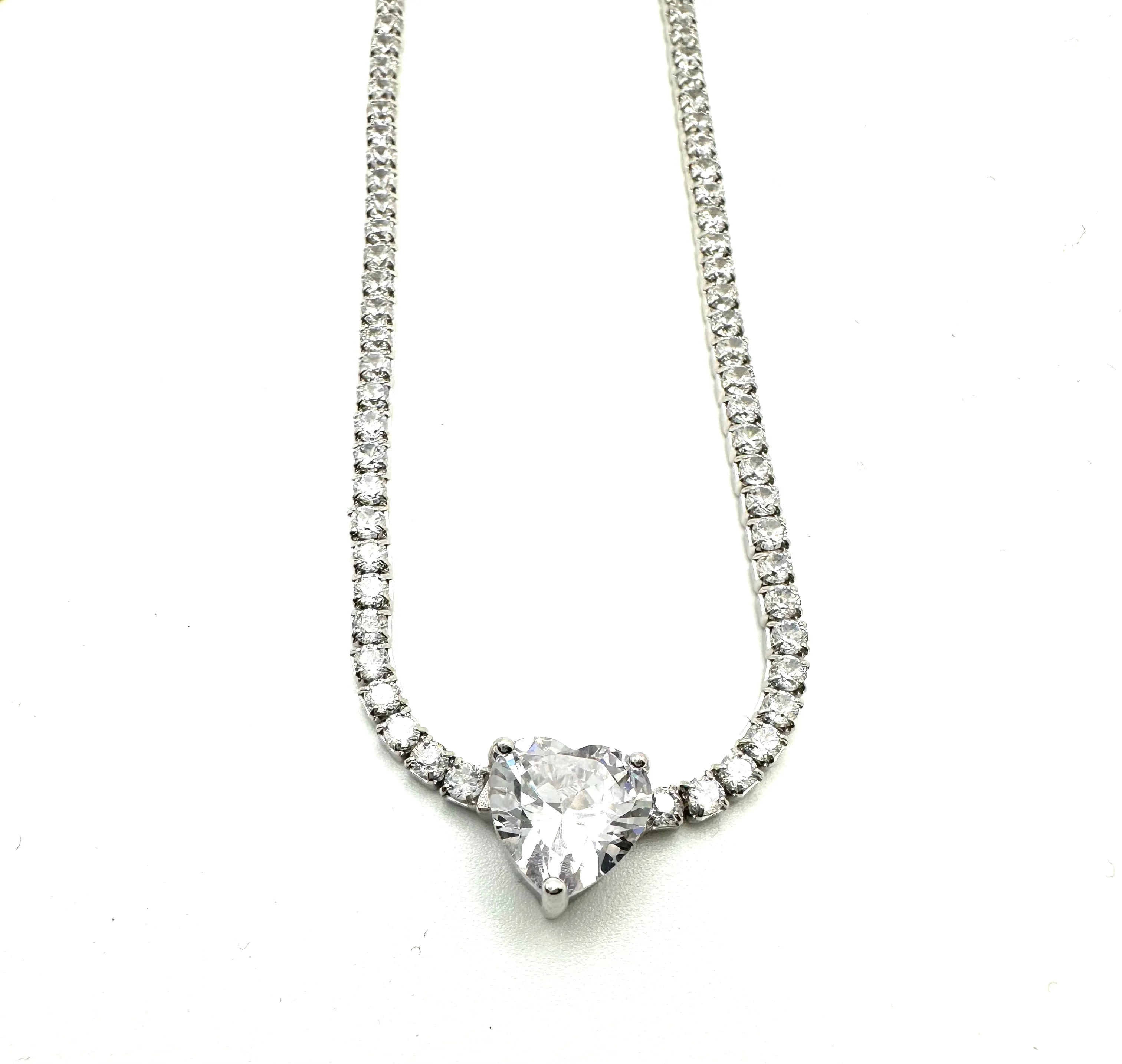 Sterling CZ Heart Choker