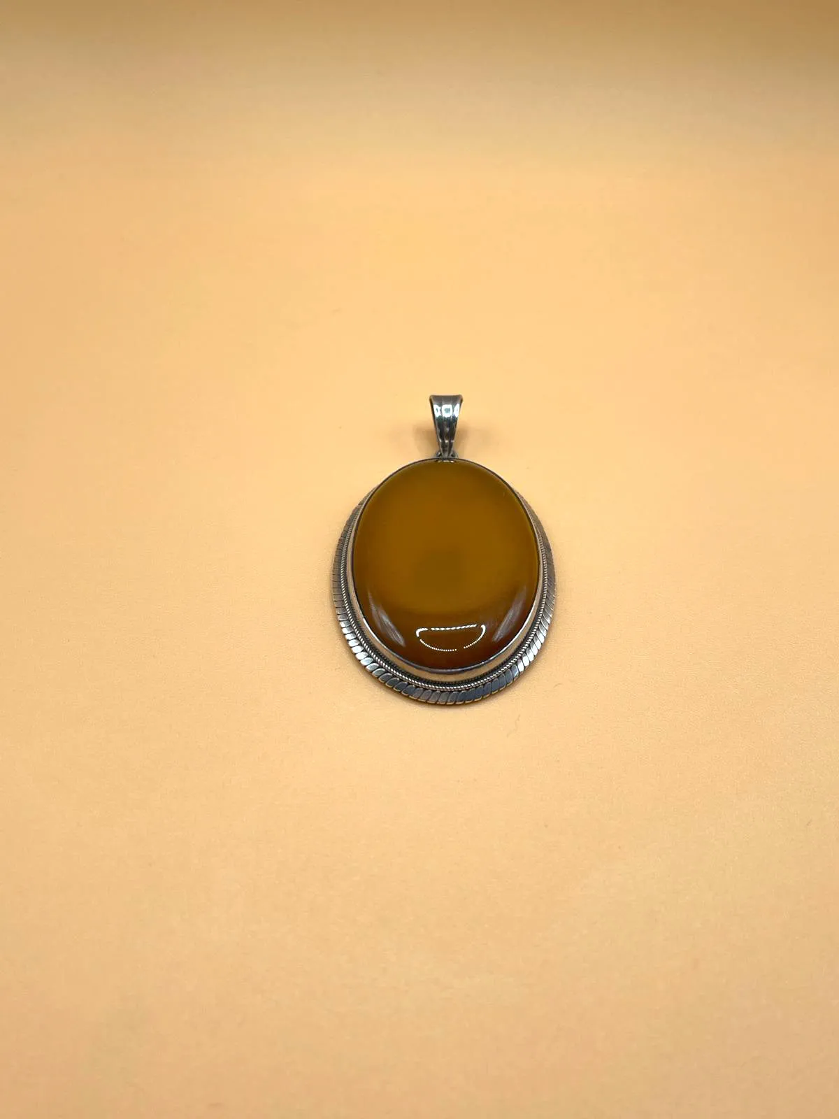 Sterling Silver Tibetan Carnelian Oval Pendent