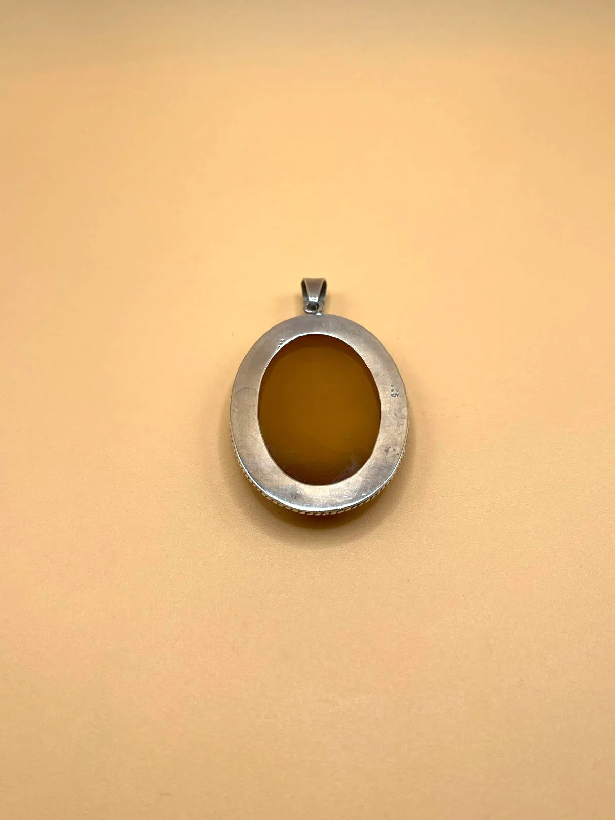 Sterling Silver Tibetan Carnelian Oval Pendent