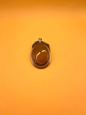 Sterling Silver Tibetan Carnelian Oval Pendent