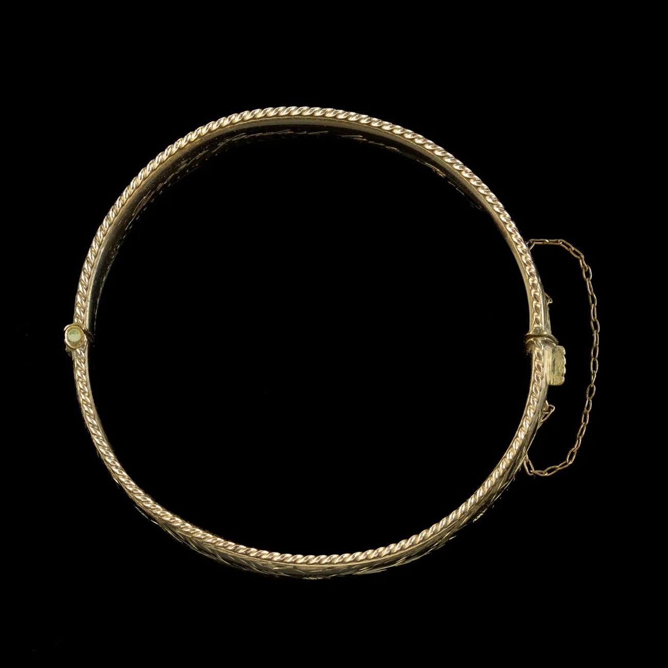 Vintage Forget Me Not Cuff Bangle Silver 9ct Rolled Gold