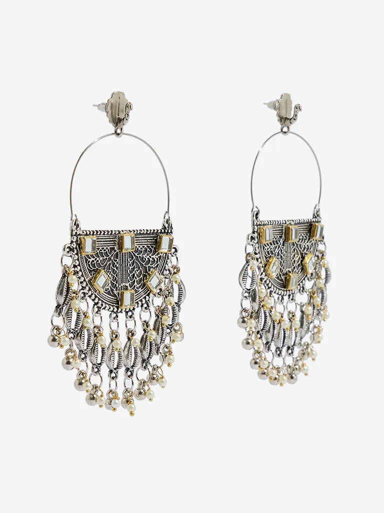 Westside Accessories Gold & Silver Oxidised Chandbali Earrings