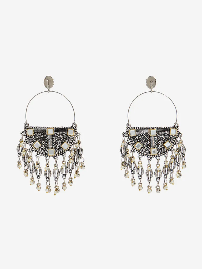 Westside Accessories Gold & Silver Oxidised Chandbali Earrings