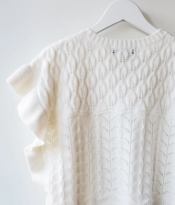 WRYHT/LACE PETTICOAT PATTERN TINY VEST(RAW WHITE)