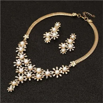 ZOSHI Fashion Pearl Jewelry Sets For Women African Beads Jewelry Set Gold Plated Wedding Crystal Bridal Dubai Necklace Jewelery