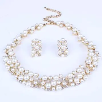 ZOSHI Fashion Pearl Jewelry Sets For Women African Beads Jewelry Set Gold Plated Wedding Crystal Bridal Dubai Necklace Jewelery