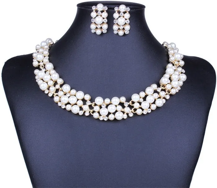 ZOSHI Fashion Pearl Jewelry Sets For Women African Beads Jewelry Set Gold Plated Wedding Crystal Bridal Dubai Necklace Jewelery