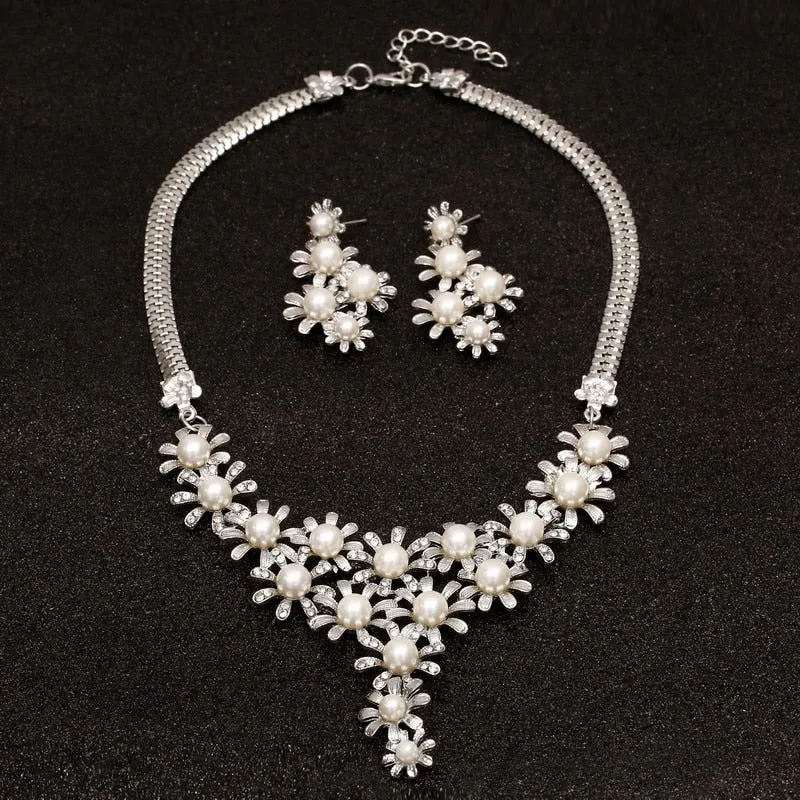 ZOSHI Fashion Pearl Jewelry Sets For Women African Beads Jewelry Set Gold Plated Wedding Crystal Bridal Dubai Necklace Jewelery