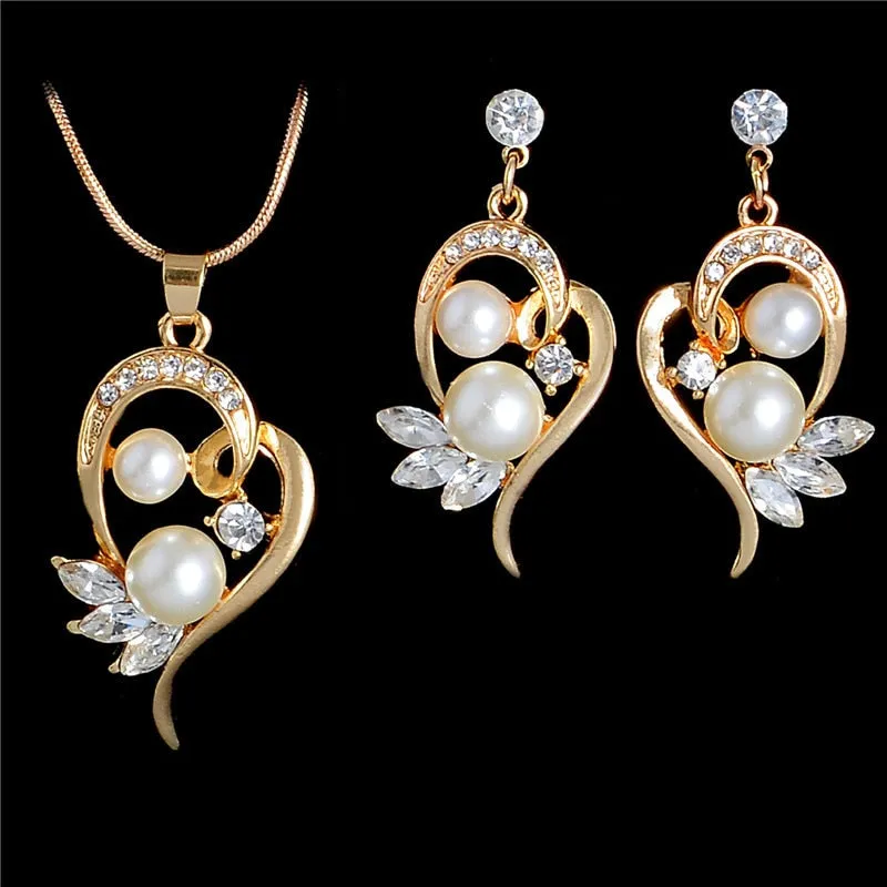 ZOSHI Fashion Pearl Jewelry Sets For Women African Beads Jewelry Set Gold Plated Wedding Crystal Bridal Dubai Necklace Jewelery