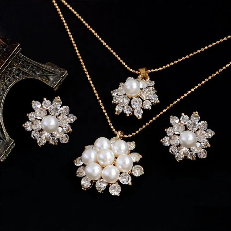 ZOSHI Fashion Pearl Jewelry Sets For Women African Beads Jewelry Set Gold Plated Wedding Crystal Bridal Dubai Necklace Jewelery